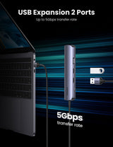 Ugreen 10919 base para portátil y replicador de puertos Alámbrico USB 3.2 Gen 1 (3.1 Gen 1) Type-C Gris