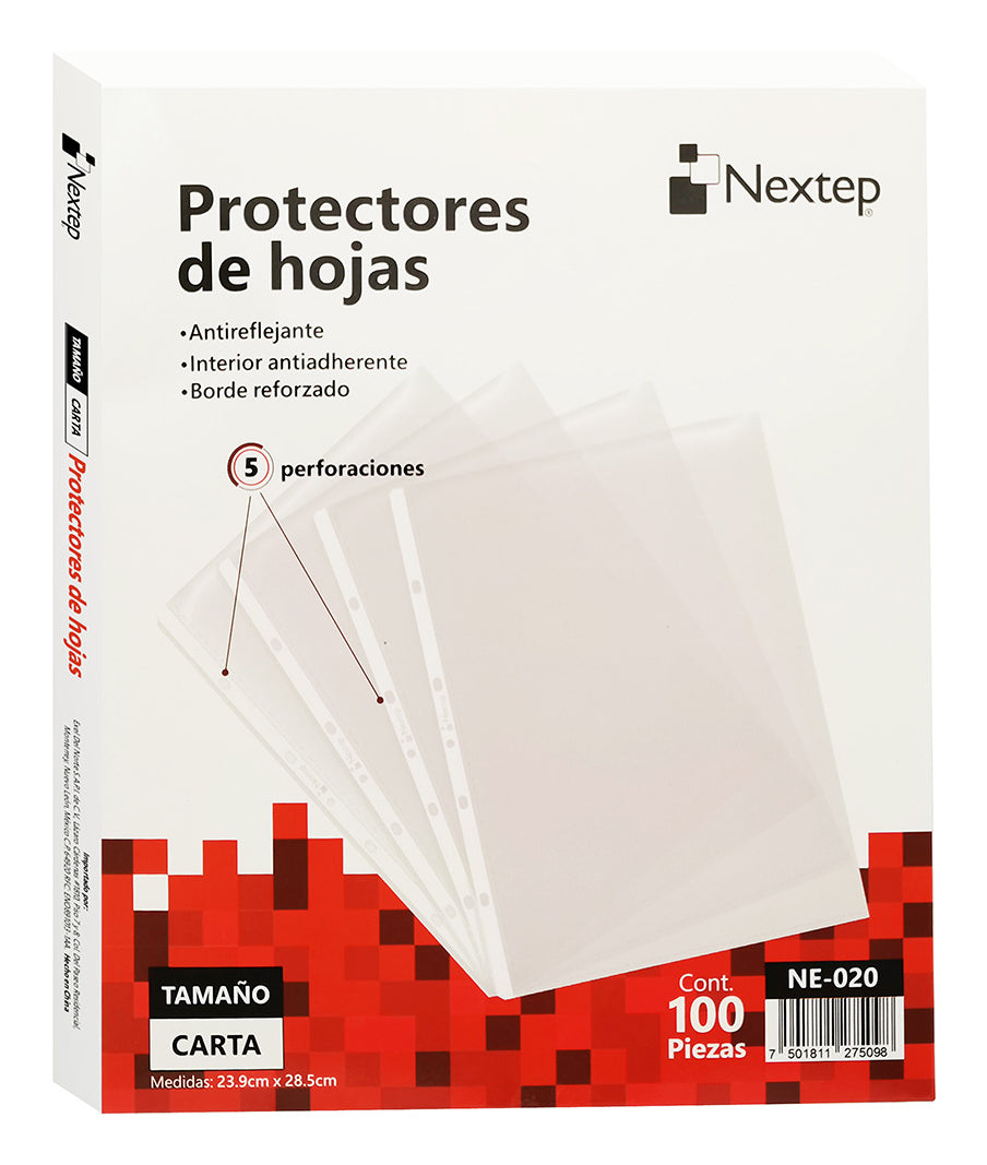 MICA ECONÓMICA NEXTEP, PROTECTOR DE HOJA TAMAÑO CARTA C/100 piezas, NE-020