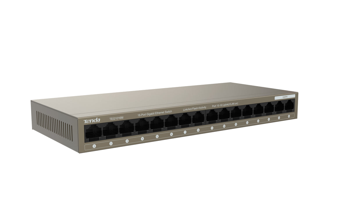 Tenda TEG1016M dispositivo de redes No administrado Gigabit Ethernet (10/100/1000), Bidireccional completo (Full duplex)