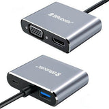 Docking 4 en 1 BROBOTIX 6000687, USB C V3.0, 4 HDMI, Plata/Negro