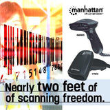 Manhattan Escáner CCD de contacto de largo alcance, de mano, USB, profundidad de lectura 500 mm, cable 1,5 m, luz ambiental máx. 10.000 lux, negro, garantía 3 años lectores de código barras 1D CCD No compatible 50 mm