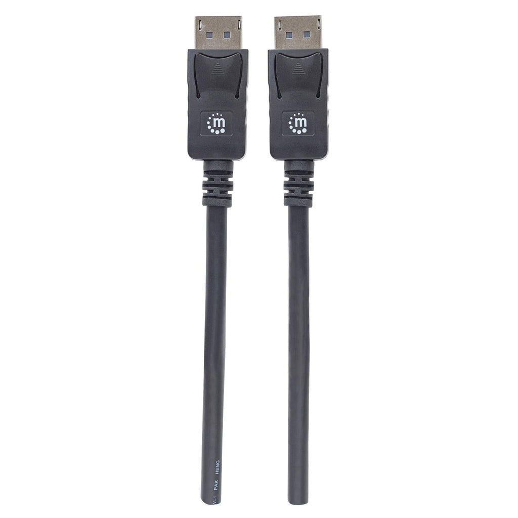 Manhattan Cable DisplayPort 1.2, 4K@60 Hz, 1 m, macho a macho, con pestañas de bloqueo, totalmente apantallado, negro, garantía de por vida, equivalente a DISPL1M Cable Derecho Derecho Níquel 1.2