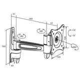 Manhattan Soporte para monitor, de pared, movimiento articulado, pantalla plana de 13" a 27" máximo 15 kg Monitor Negro