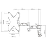Manhattan Soporte para TV, de pared, movimiento articulado, pantallas planas de 23" a 43" de máximo 20 kg Monitor Plata
