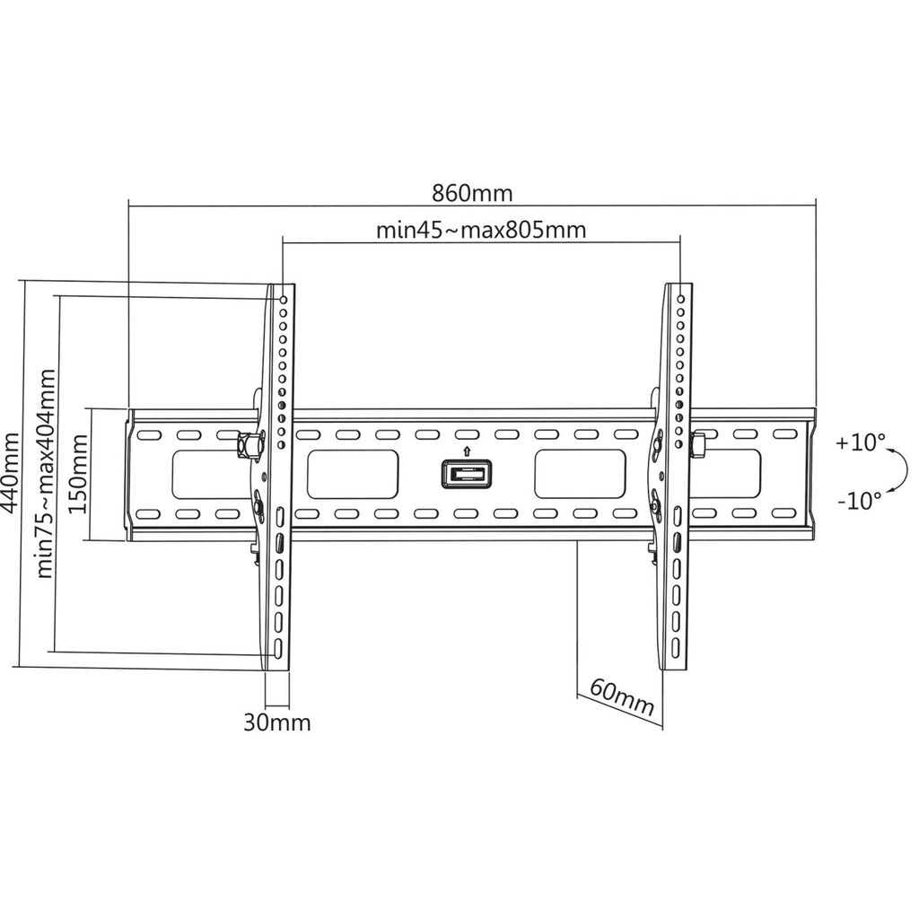 Manhattan Soporte de pared para TV/monitores (Inclinable), para pantallas de 37" a 75", Compatibilidad VESA: de 200x200 