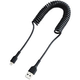 StarTech.com Cable de 1m USB a Lightning con Certificación MFi, Cable Rizado de Carga para iPhone, Negro, con Recubrimie