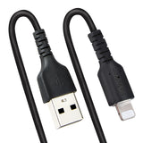 StarTech.com Cable de 1m USB a Lightning con Certificación MFi, Cable Rizado de Carga para iPhone, Negro, con Recubrimie