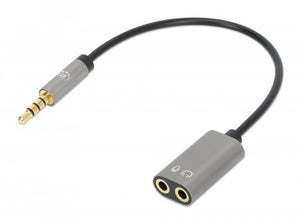 Manhattan Adaptador Auxiliar en “Y” de un Plug a 2 salidas 3.5 mm Cable 3.5mm 2x 3.5mm Macho Hembra