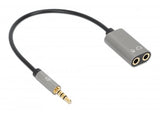 Manhattan Adaptador Auxiliar en “Y” de un Plug a 2 salidas 3.5 mm, Negro, Plata