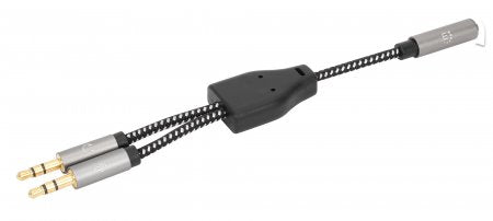 Manhattan Adaptador Auxiliar 3.5 mm 2 a 1, Hembra, Macho, Negro, MAN-356121