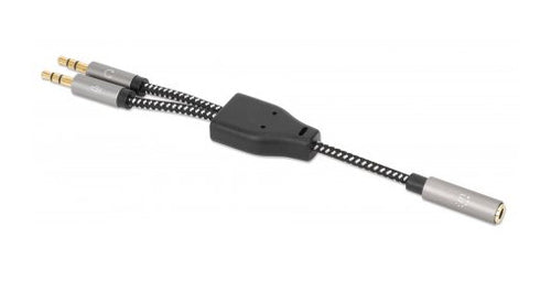 Manhattan Adaptador Auxiliar 3.5 mm 2 a 1 Cables de audio 0,15 m 3,5mm 2 x 3.5mm