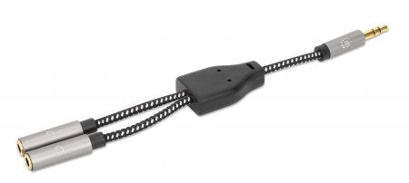 Manhattan Adaptador de Auriculares en “Y” de un Plug a 2 salidas 3.5 mm Cable 0,15 m 3,5mm Macho 2 x 3.5mm