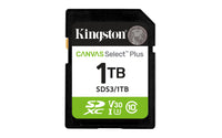 Kingston Technology 1 TB SDXC Canvas Select Plus Gen3 150 MB/s C10 UHS-I U3 V30 Memoria Flash 1 GB SD 150 MB/s UHS-I