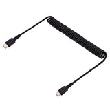 StarTech.com Cable de 1m de Carga USB C a USB C, Cable USB Tipo C Rizado de Carga Rápida y Servicio Pesado, Cable USB 2.