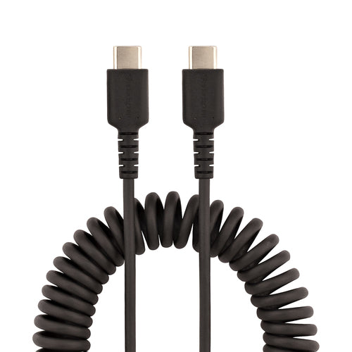 StarTech.com Cable de 50cm de Carga USB C a USB C, Cable USB Tipo C Rizado de Carga Rápida y Servicio Pesado, Cable USB 