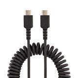 StarTech.com Cable de 50cm de Carga USB C a USB C, Cable USB Tipo C Rizado de Carga Rápida y Servicio Pesado, Cable USB 