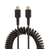 StarTech.com Cable de 50cm de Carga USB C a USB C, Cable USB Tipo C Rizado de Carga Rápida y Servicio Pesado, Cable USB