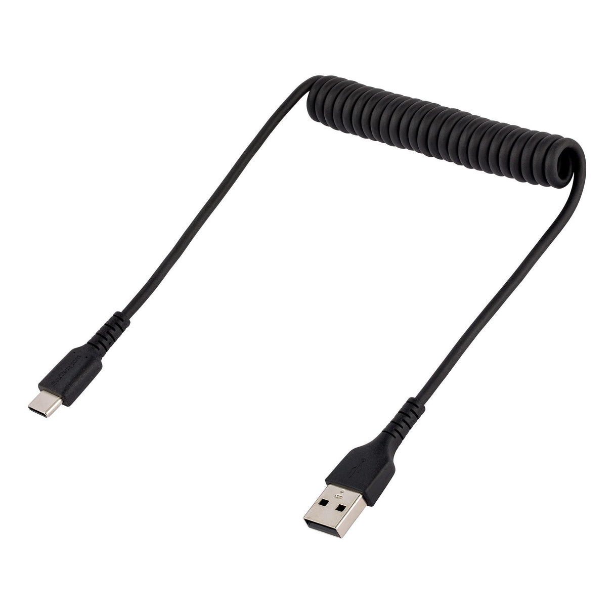 StarTech.com Cable de 50cm de Carga USB A a USB C, Cable USB Tipo C Rizado de Carga Rápida y Servicio Pesado, Cable USB 2.0 A a USBC, de Fibra de Aramida Resistente, Negro Cable USB 2.0 USB A USB C Macho