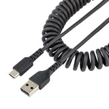 StarTech.com Cable de 50cm de Carga USB A a USB C, Cable USB Tipo C Rizado de Carga Rápida y Servicio Pesado, Cable USB 2.0 A a USBC, de Fibra de Aramida Resistente, Negro Cable USB 2.0 USB A USB C Macho