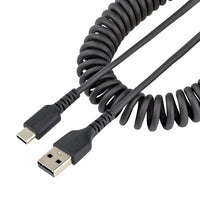 StarTech.com Cable de 1m de Carga USB A a USB C, Cable USB Tipo C Rizado de Carga Rápida y Servicio Pesado, Cable USB 2.