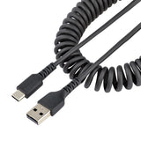 StarTech.com Cable de 1m de Carga USB A a USB C, Cable USB Tipo C Rizado de Carga Rápida y Servicio Pesado, Cable USB 2.