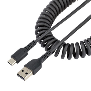 StarTech.com Cable de 1m de Carga USB A a USB C, Cable USB Tipo C Rizado de Carga Rápida y Servicio Pesado, Cable USB 2.
