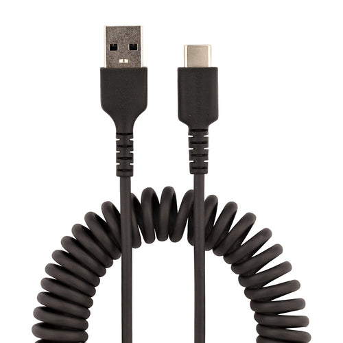 StarTech.com Cable de 1m de Carga USB A a USB C, Cable USB Tipo C Rizado de Carga Rápida y Servicio Pesado, Cable USB 2.