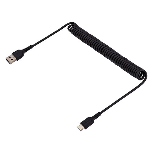 StarTech.com Cable de 1m de Carga USB A a USB C, Cable USB Tipo C Rizado de Carga Rápida y Servicio Pesado, Cable USB 2.