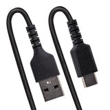 StarTech.com Cable de 50cm de Carga USB A a USB C, Cable USB Tipo C Rizado de Carga Rápida y Servicio Pesado, Cable USB 2.0 A a USBC, de Fibra de Aramida Resistente, Negro Cable USB 2.0 USB A USB C Macho