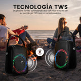 MINI BAFLE KARAOKE VORAGO KSP-455 40WATTS RECARGABLE 1 MICROFONO INALAMBRICO C/CORREAS TWS IPX5 BT 6HRS