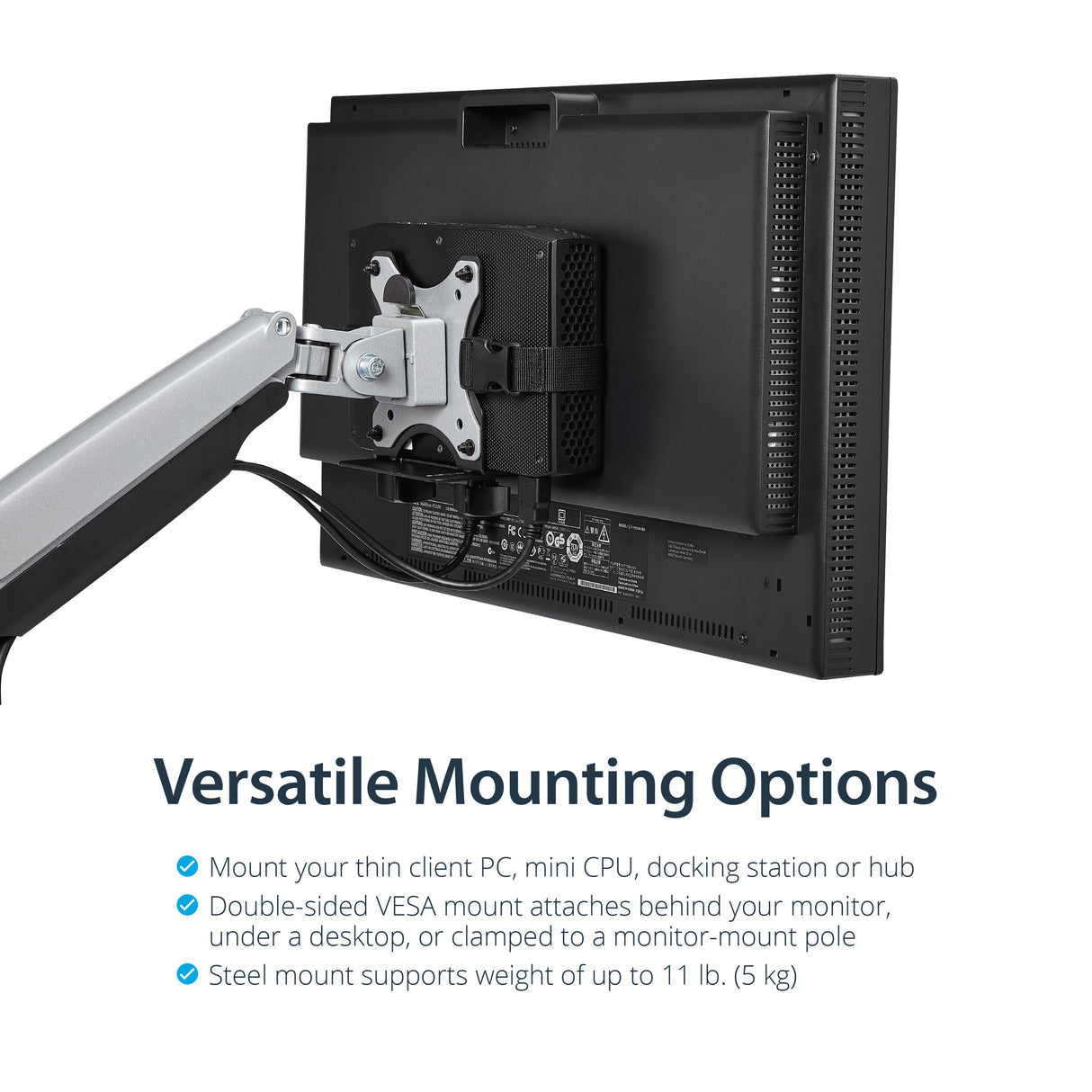 StarTech.com Soporte de Montaje VESA para Clientes Delgados - Caja VESA para Thin Clients - Soporte para Clientes Ligeros soportes para cpu Peana para monitor Escritorio pequeño 5 kg 75 x 75,100 x 100 mm
