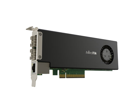 CCR2004-1G-2XS-PCIe, Ruteador CCR en tarjeta NIC PCIe, CPU 1500 MHz, 4 GB de RAM, 1xGigaEth, 2xSFP28 de 25G, RouterOS Ni