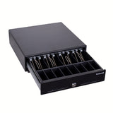 TechZone TZBE4B8M90 cajón de efectivo Cajón electrónico de dinero, Acero, Negro, Plástico