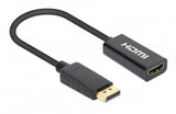 Manhattan Adaptador activo DisplayPort 1.2 a HDMI, 4K@60 Hz, 15 cm, macho a hembra, DP con pestaña de bloqueo, negro, no bidireccional, garantía 3 años, equivalente a DP2HD4K60S Cable DisplayPort HDMI Macho Hembra