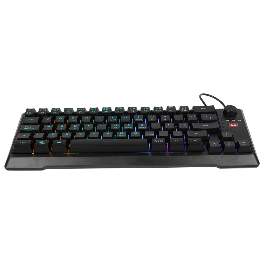 TECLADO VORAGO START THE GAME KB-506 TKL FACTOR 65%, RGB, RUEDA MULTIMEDIA, ALÁMBRICO , ANTI GHOSTING, USB NEGRO
