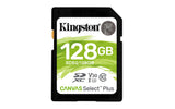 Kingston Technology Tarjeta SDXC Canvas Select Plus 100R C10 UHS-I U3 V30 de 128GB