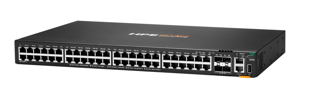 HPE Aruba Networking CX 6200F 48G 4SFP+ Switch, Gestionado, Gigabit Ethernet (10/100/1000), Montaje en rack