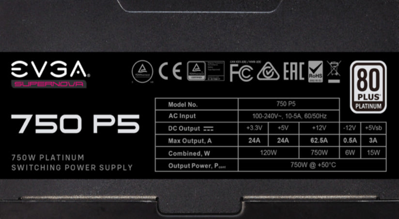 EVGA P5 750 unidad de fuente de alimentación 750 W 24-pin ATX Negro