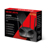 Mercusys MR80X router inalámbrico Gigabit Ethernet Doble banda (2,4 GHz / 5 GHz) Negro, Wi-Fi 6 (802.11ax), Router de me