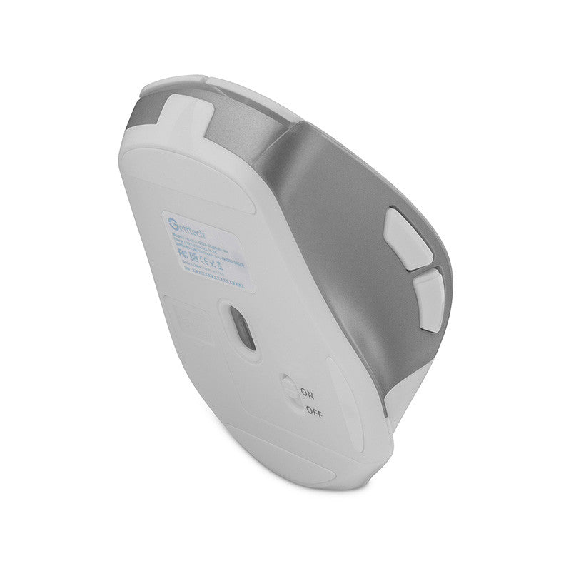 Getttech GGM-STDBW-01-WH ratón Oficina Diestro RF inalámbrico + bluetooth 7200 DPI, Plata, Blanco