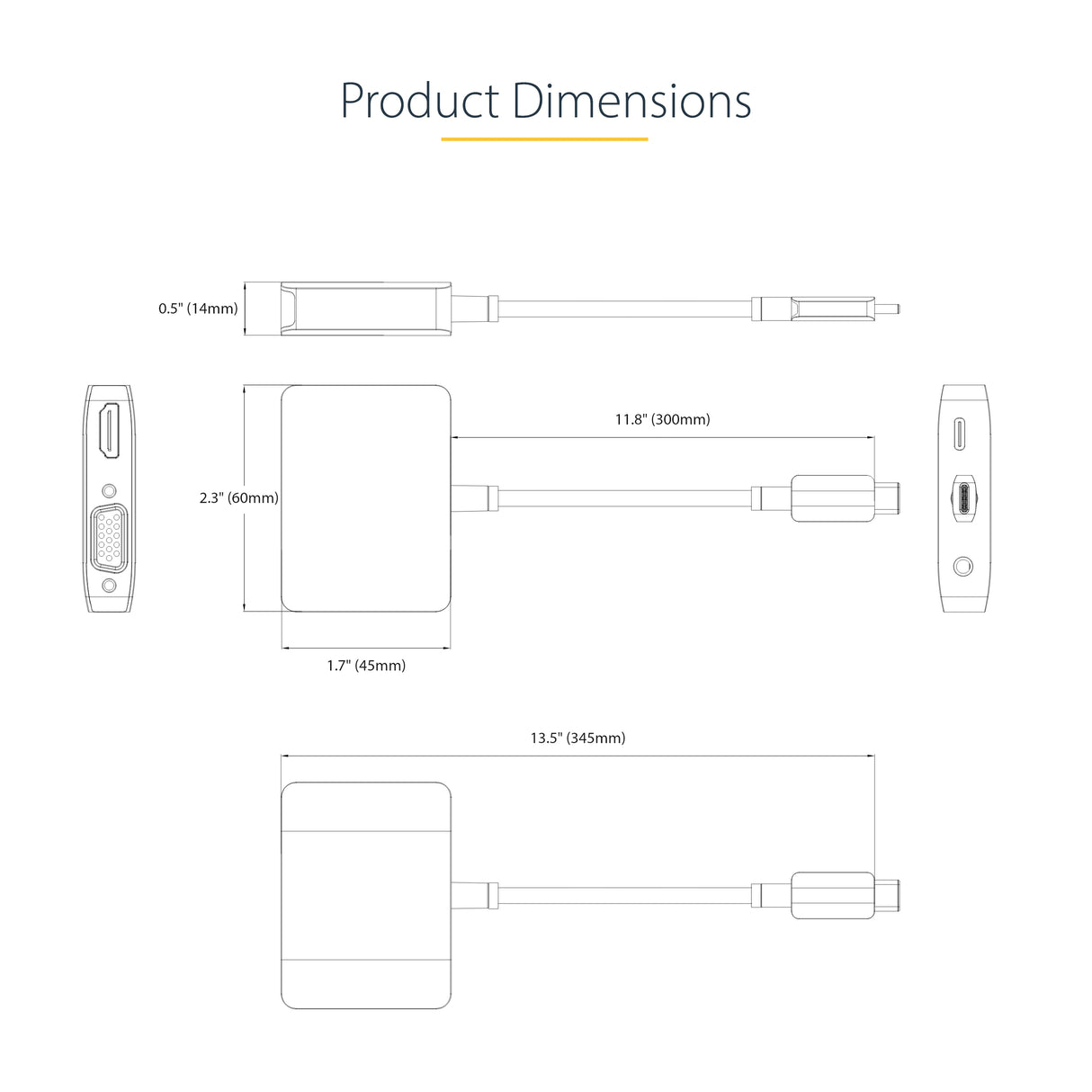 StarTech.com Adaptador de Vídeo USB C, Adaptador Multipuertos USB Tipo C a HDMI VGA con Salida de Audio de 3,5mm, HDR 4K a 60Hz, PD 3.0 de 100W, Compatible con Thunderbolt 3/4 adaptadores gráficos usb USB Tipo C Macho Derecho Si
