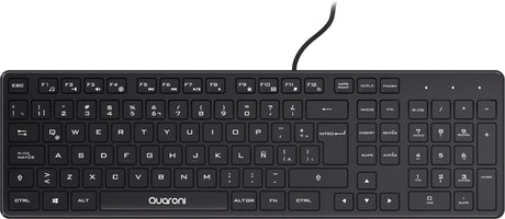 Quaroni KAQ01 teclado Ratón incluido Universal USB QWERTY Español Negro, Alámbrico, Interruptor de membrana