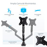 StarTech.com Brazo de Escritorio para Pantalla - Soporte VESA para Monitor hasta 34" (8kg) - Soporte VESA Articulado con Movimiento Total - Hub USB 3.0 de 2 Puertos - Grommet o Abrazadera - Resorte Monitor Negro