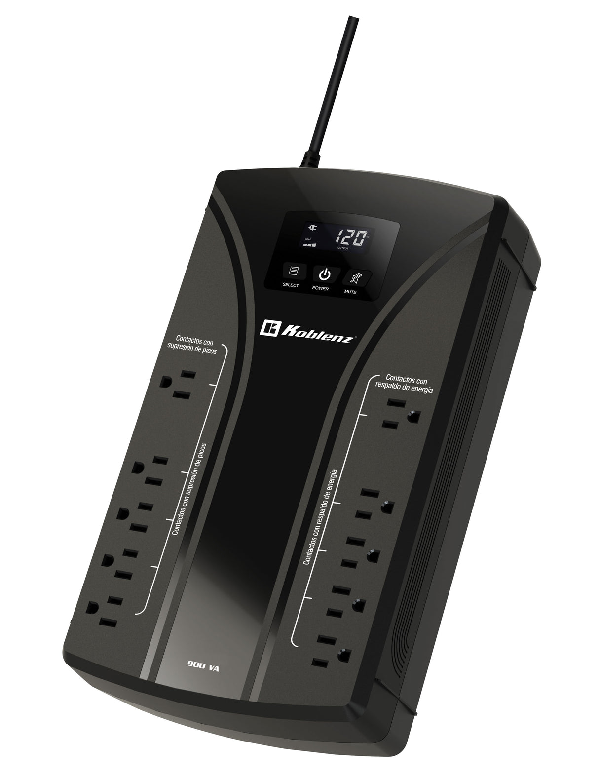 NO BREAK/UPS KOBLENZ 9022-USB/R 900VA/450W LCD 10 CONTACTOS, PROTECCIÓN SOBRETENSIÓN Y CORTOCIRCUITO