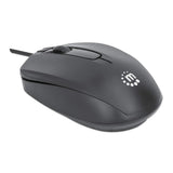 Manhattan Ratón USB Comfort II con cable, negro, 1000 dpi, USB-A, óptico, ambidiestro, compacto y portátil, tres botones con rueda de desplazamiento, garantía 3 años Ratón Oficina USB tipo A Óptico 1000 DPI