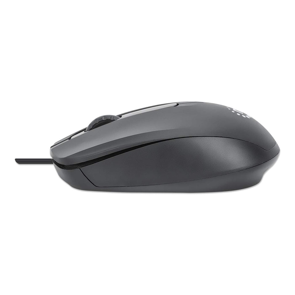 Manhattan Ratón USB Comfort II con cable, negro, 1000 dpi, USB-A, óptico, ambidiestro, compacto y portátil, tres botones con rueda de desplazamiento, garantía 3 años Ratón Oficina USB tipo A Óptico 1000 DPI