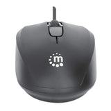 Manhattan Ratón USB Comfort II con cable, negro, 1000 dpi, USB-A, óptico, ambidiestro, compacto y portátil, tres botones con rueda de desplazamiento, garantía 3 años Ratón Oficina USB tipo A Óptico 1000 DPI