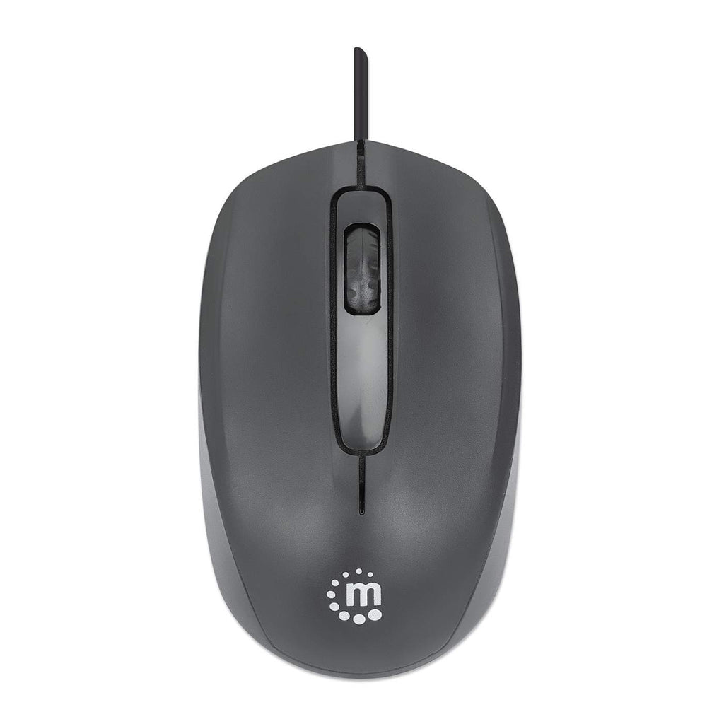 Manhattan Ratón USB Comfort II con cable, negro, 1000 dpi, USB-A, óptico, ambidiestro, compacto y portátil, tres botones con rueda de desplazamiento, garantía 3 años Ratón Oficina USB tipo A Óptico 1000 DPI