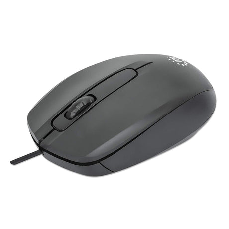 Manhattan Ratón USB Comfort II con cable, negro, 1000 dpi, USB-A, óptico, ambidiestro, compacto y portátil, tres botones con rueda de desplazamiento, garantía 3 años Ratón Oficina USB tipo A Óptico 1000 DPI