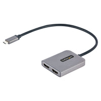 StarTech.com Adaptador USB-C a HDMI Doble - Hub MST USB Tipo C - Divisor Extensor de Monitor HDMI 4K 60Hz para Portátil - HDR - con Cable Incorporado Extra Largo - Solamente para Windows adaptadores gráficos usb USB Tipo C Macho Derecho Si